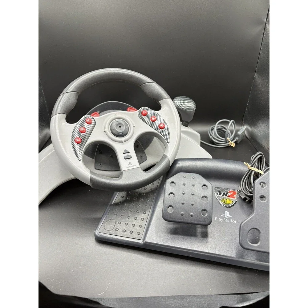 PlayStation Mad Catz MC2 Racing Steering Wheel and Pedals PS1/PS2 Tested/Working